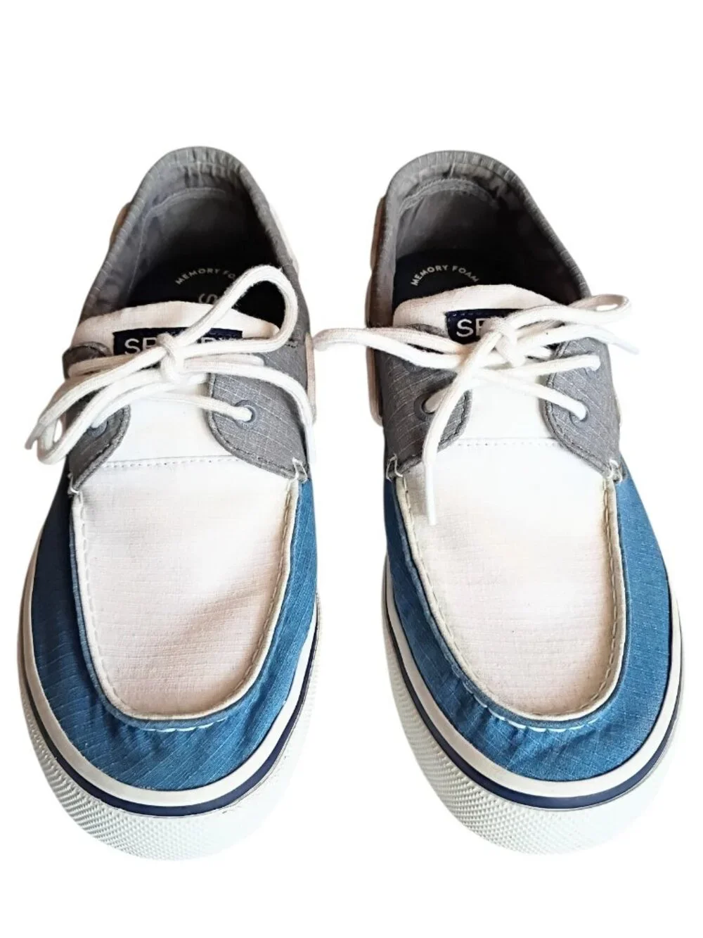 SPERRY Men's Halyard 2 Eye RipStop Blue Gray Casual Boat Shoes Sz 10.5